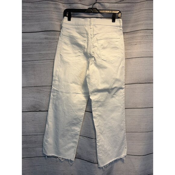 J.Crew Wide-Leg Crop White Denim Jeans W/ Raw Hem Size 27 - Picture 3 of 3